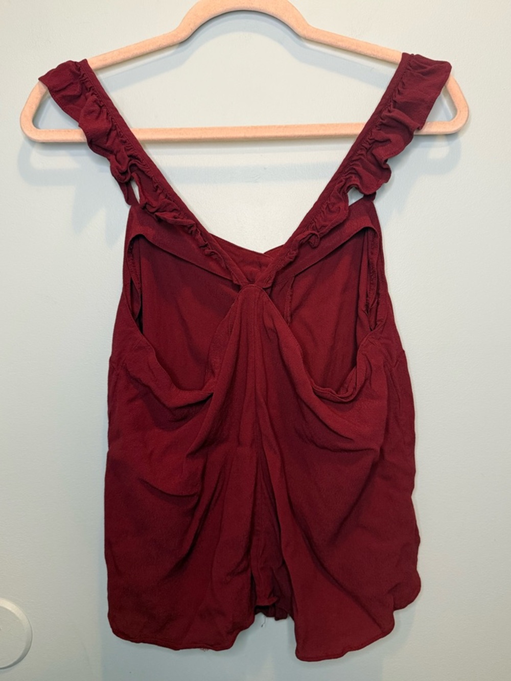 Madewell Burgundy Ruffle Strap Button-Down Cami Blouse Size 14 - Picture 3 of 7